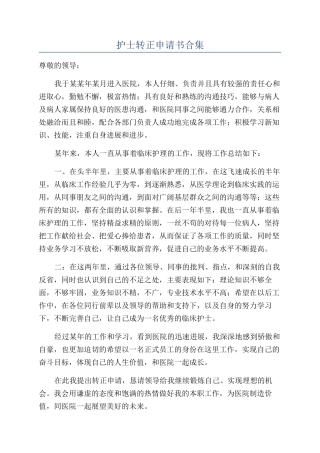 护士转正申请书合集