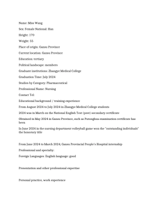 护理毕业生英文简历范文