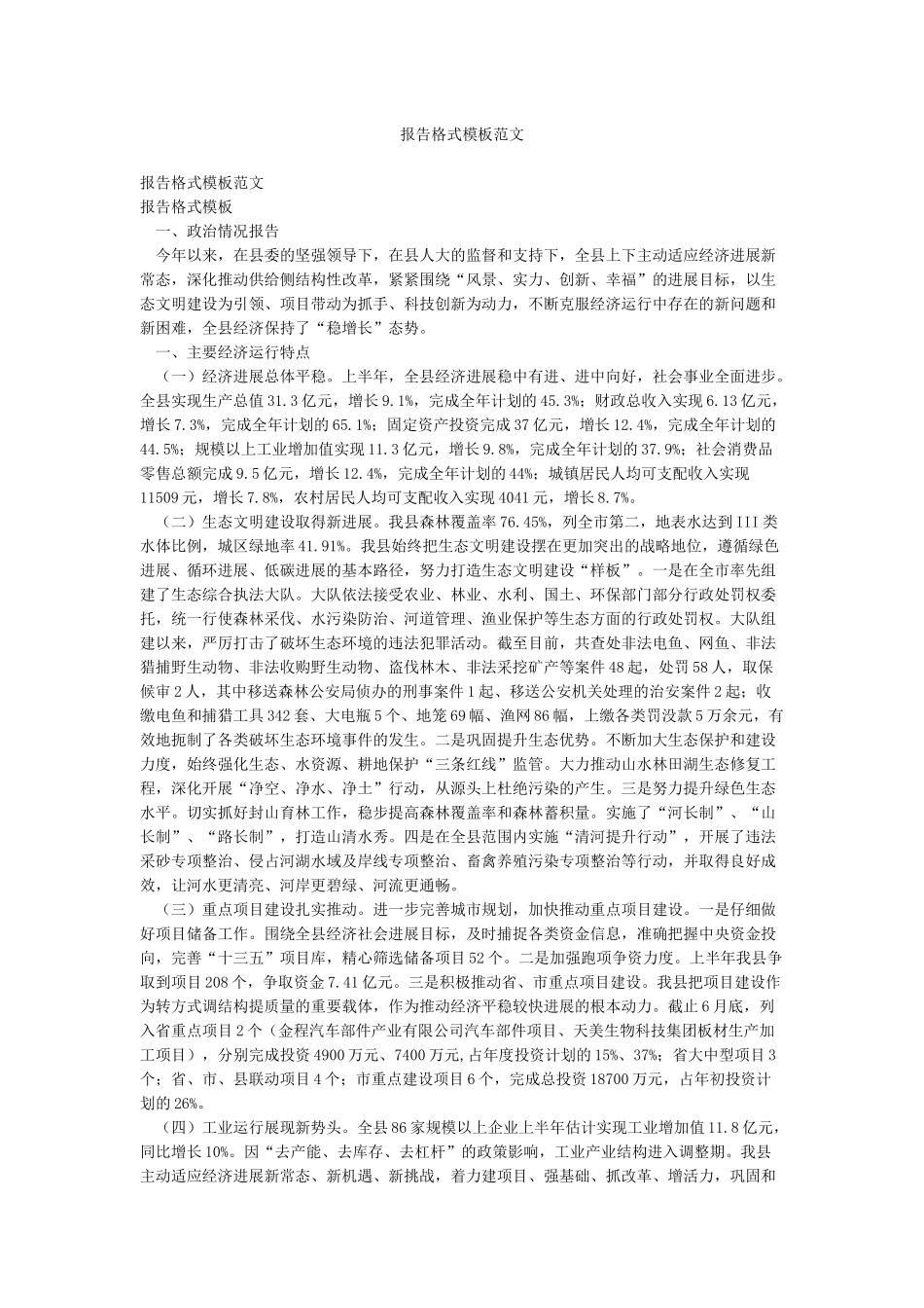 报告格式模板范文_第1页