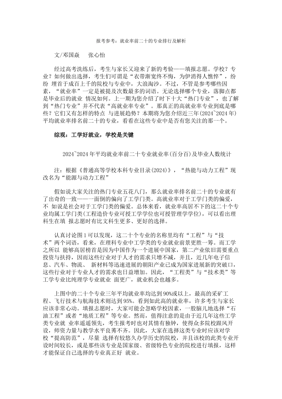 报考参考就业率前二十的专业排行及解析_第1页