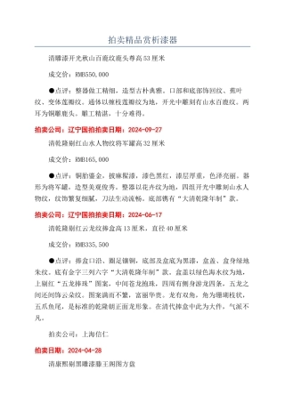 拍卖精品赏析漆器