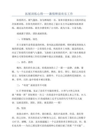 拓展训练心得——激情释放快乐工作