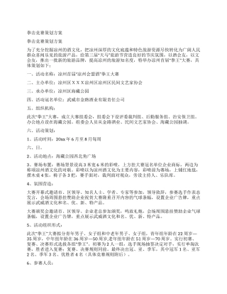 拳击比赛策划方案