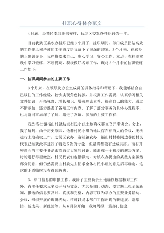 挂职心得体会范文