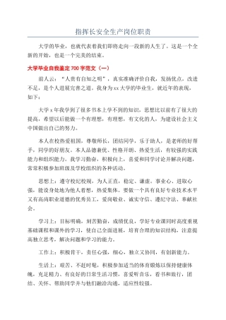 指挥长安全生产岗位职责