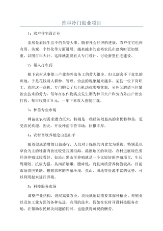 推荐冷门创业项目