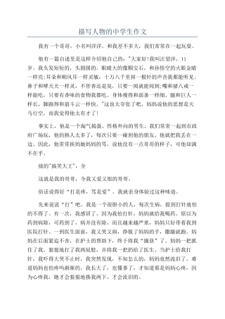 描写人物的中学生作文