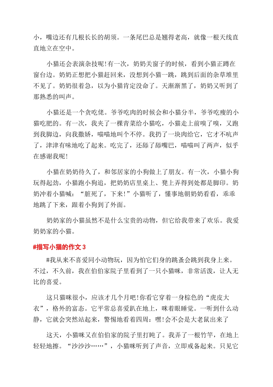 描写小猫的作文范文初二作文范文600字五篇_第2页