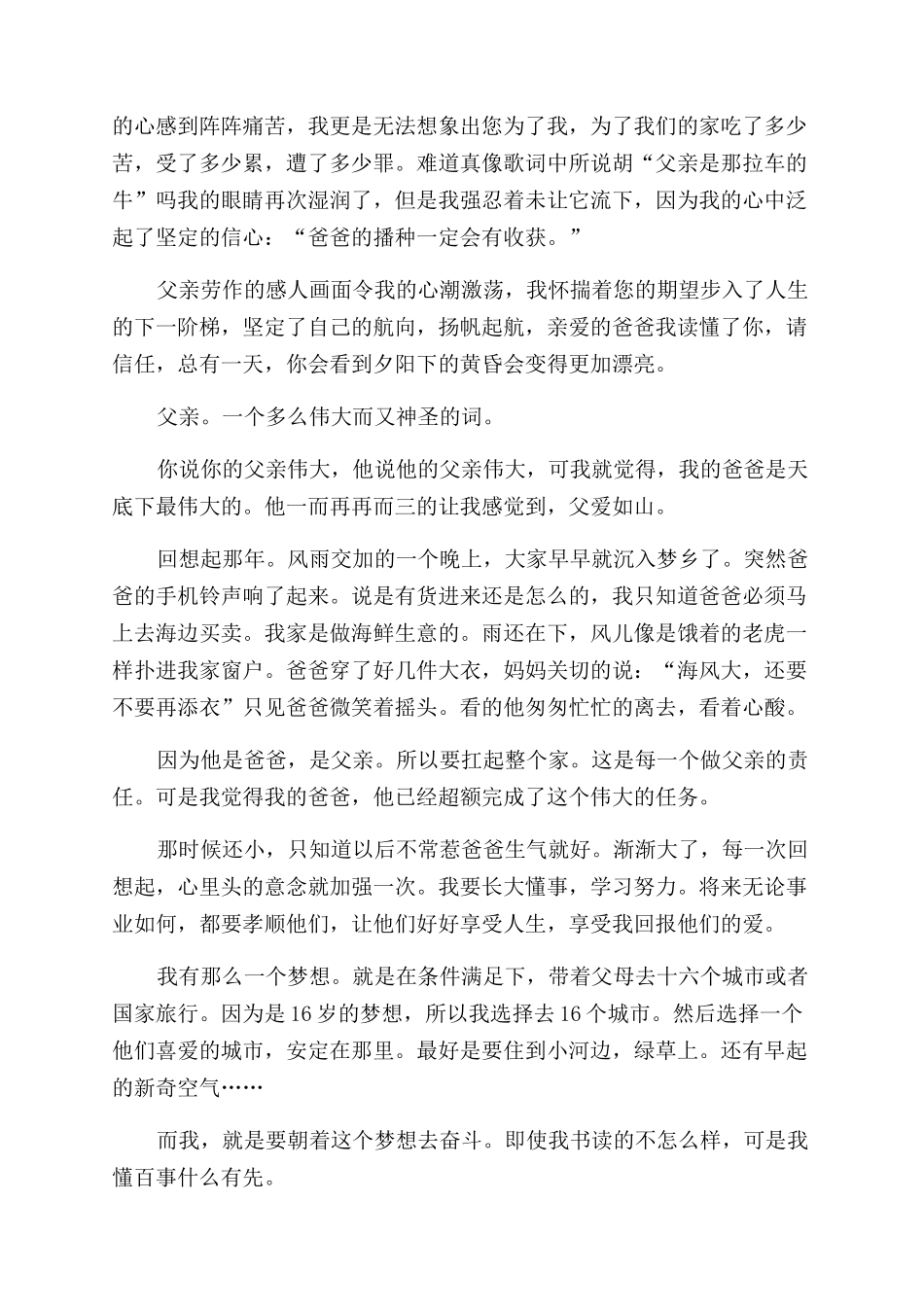 描写父亲作文范文初三作文范文600字五篇_第2页