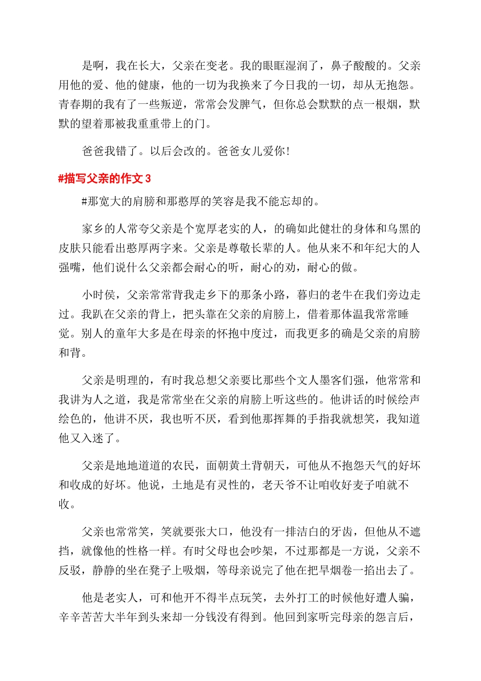 描写父亲的作文范文600字初二作文范文五篇_第3页