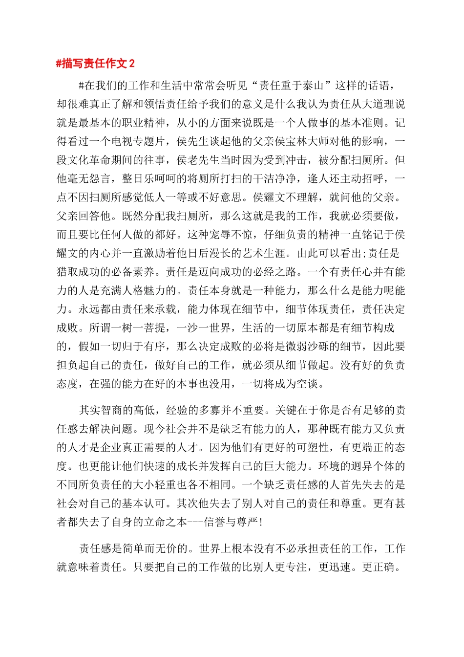 描写责任的作文范文初三作文范文600字五篇_第2页