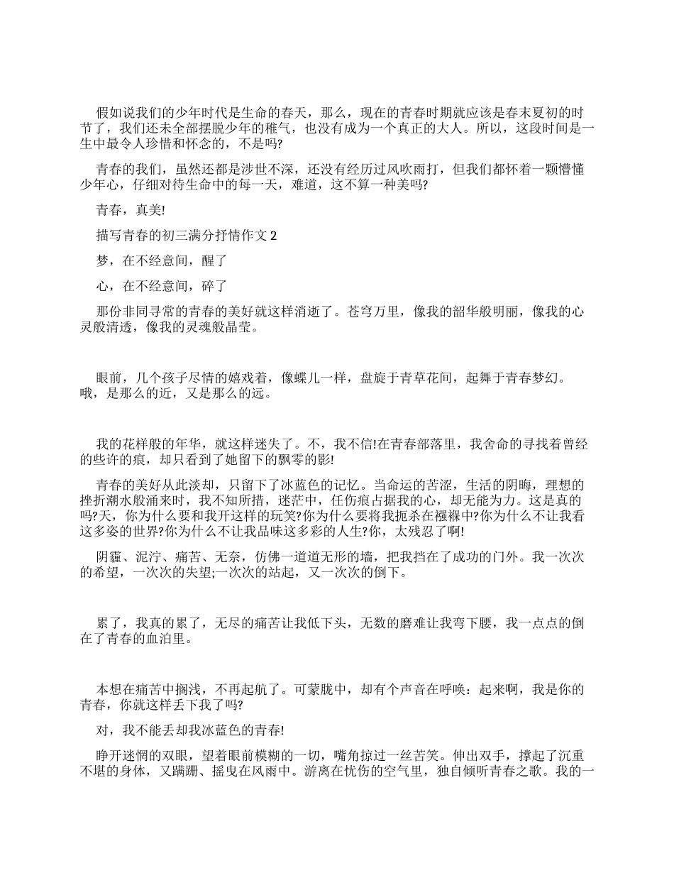 描写青春初三满分抒情作文2024-最新例文_第2页