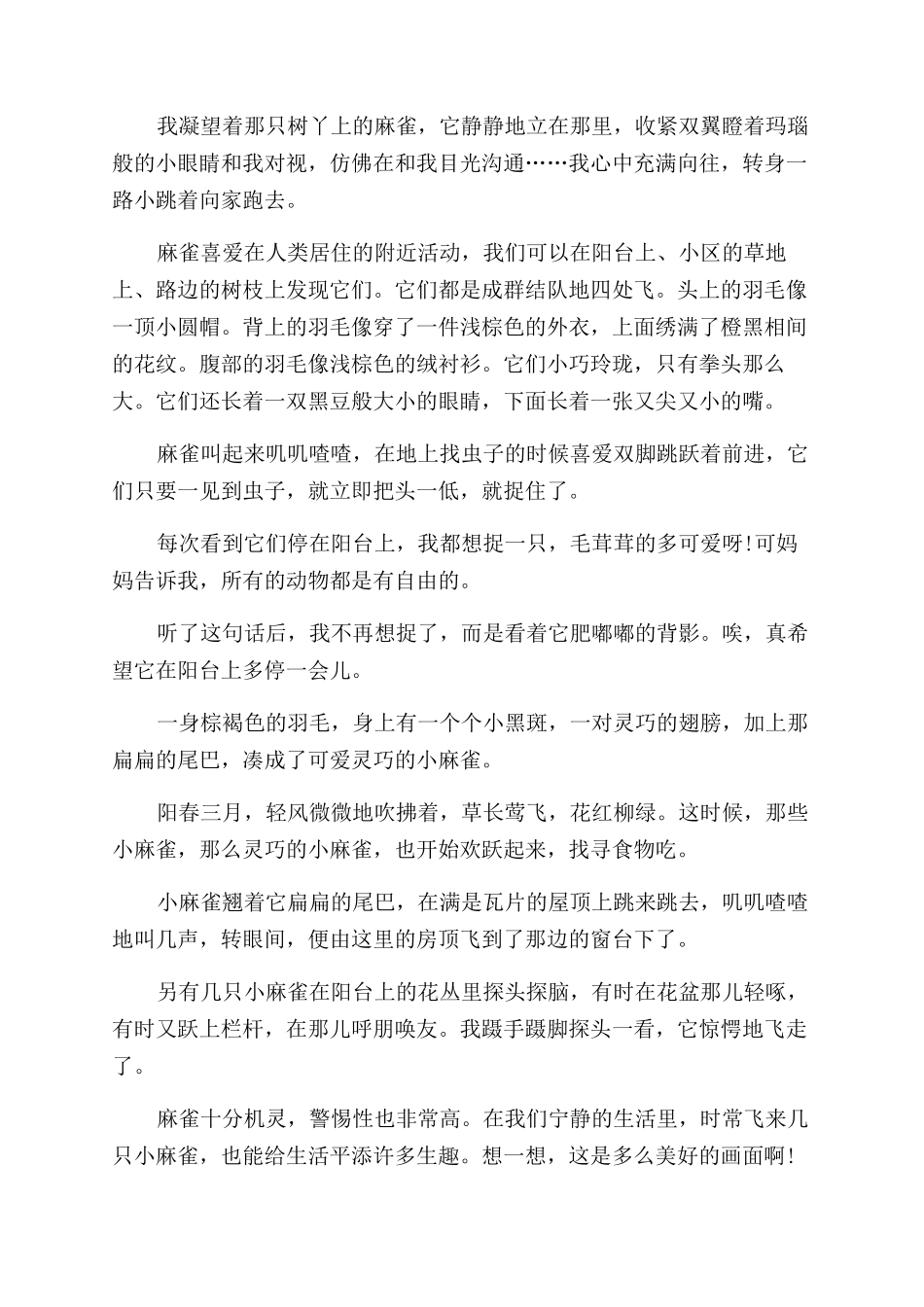 描写麻雀的作文范文600字左右_第3页