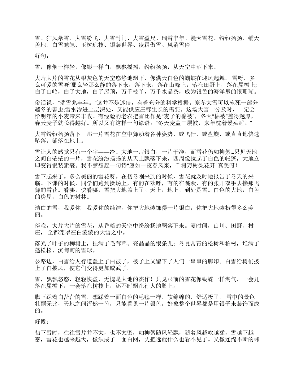 描写雪的词语和句子_第2页
