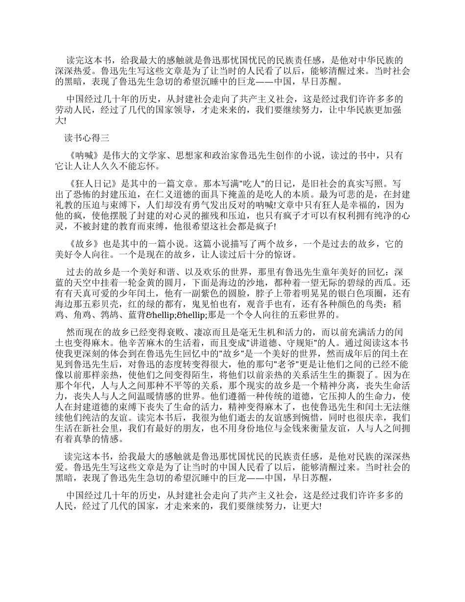 描述《呐喊》心得体会_第2页