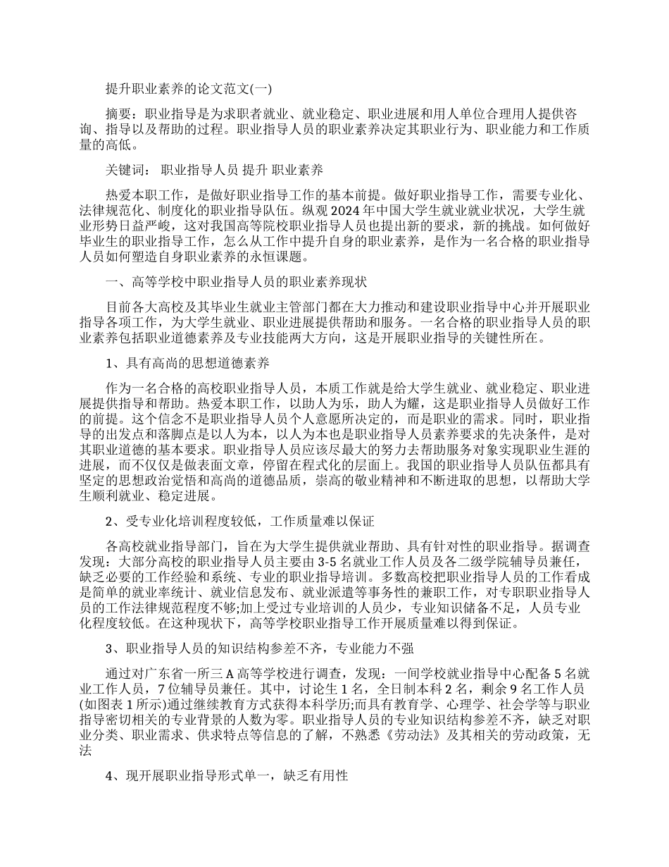 提升职业素养的论文范文快速_第1页