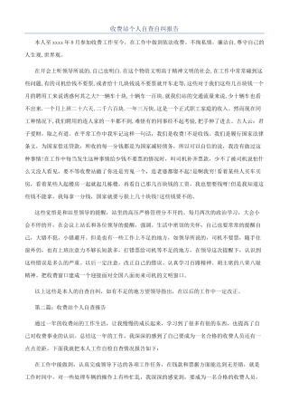 收费站个人自查自纠报告