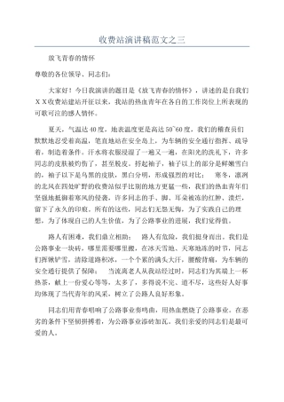 收费站演讲稿范文之三