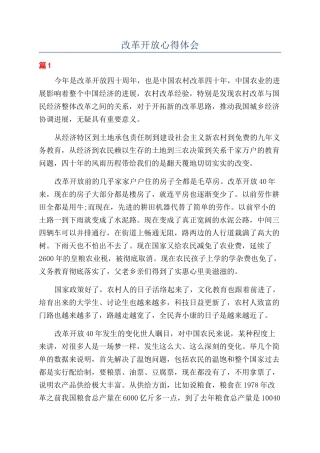 改革开放心得体会