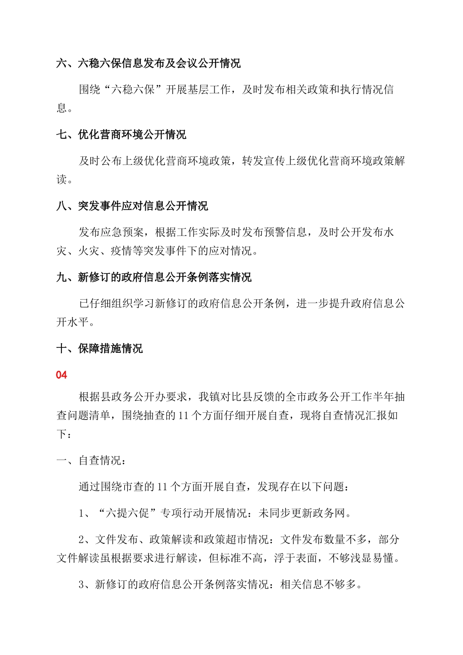 政务公开自查报告范文_第3页