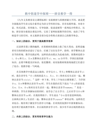 教中悟道学中探理——拼音教学一得