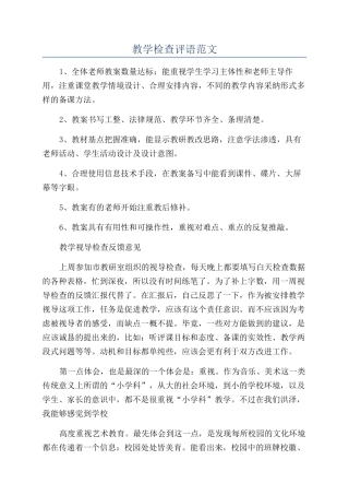 教学检查评语范文