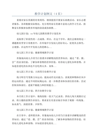 教学计划例文（4页）
