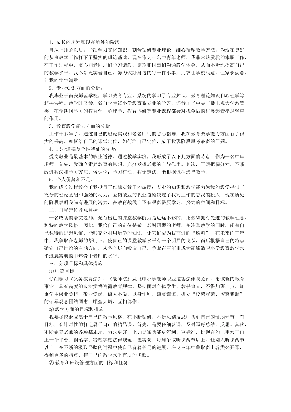 教师自我专业发展规划书_第2页