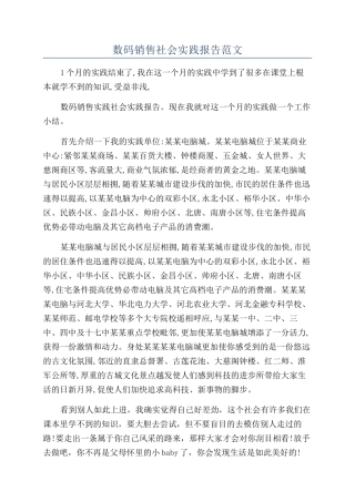 数码销售社会实践报告范文