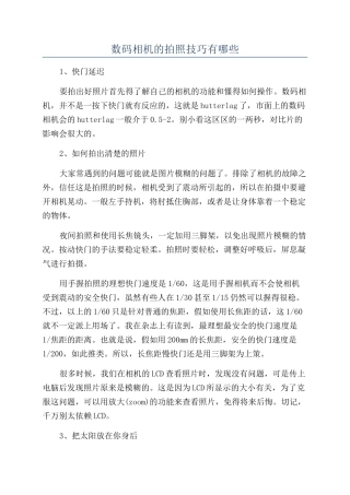 数码相机的拍照技巧有哪些