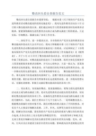 整改回头看自查报告范文