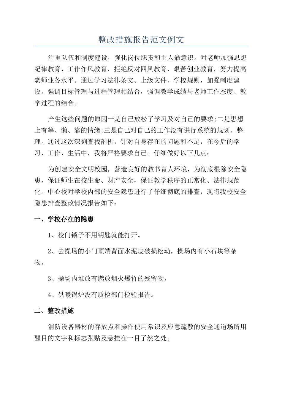 整改措施报告范文例文_第1页