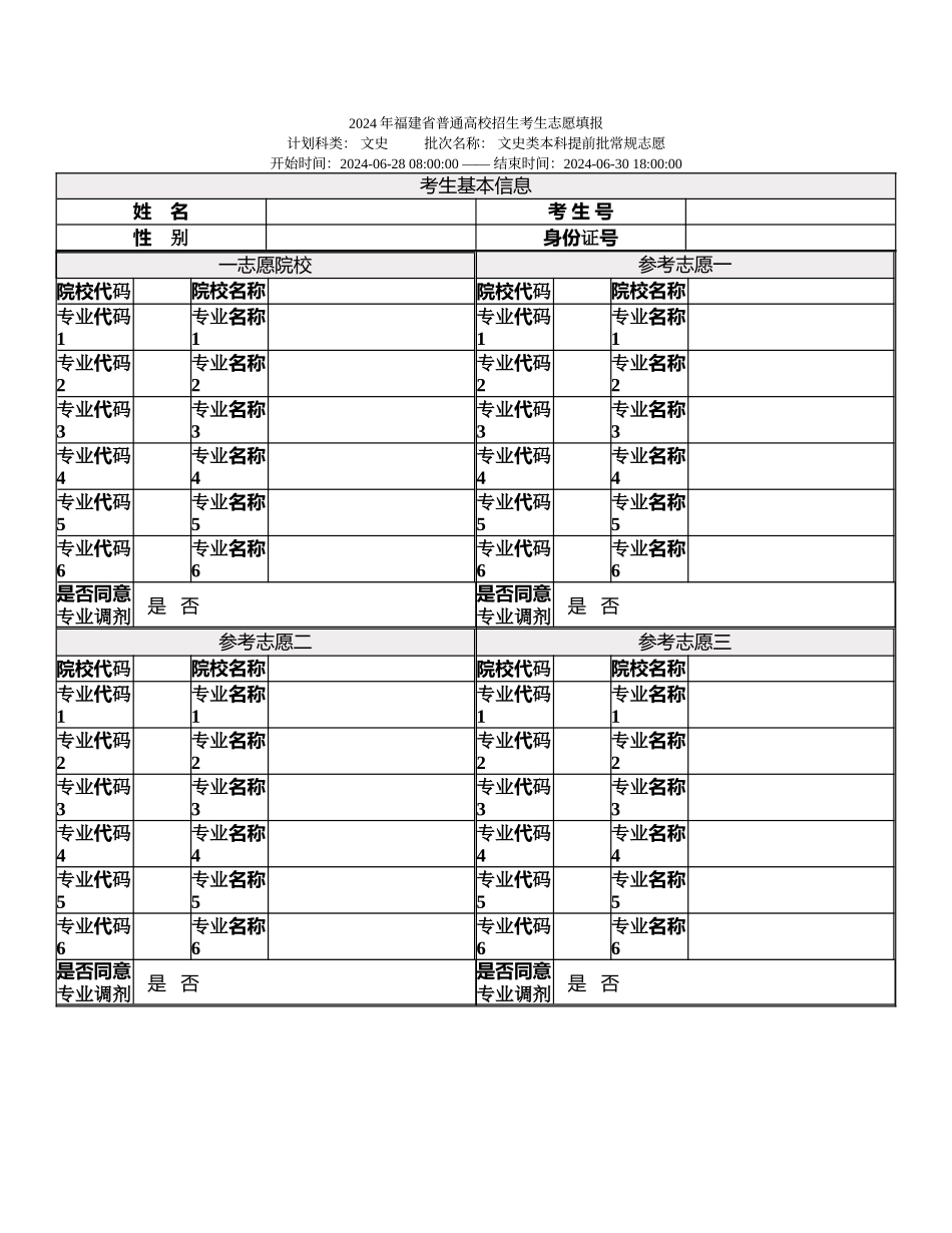 文史类本科提前批常规志愿_第1页