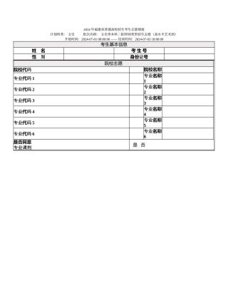 文史类本科二批特殊类型招生志愿(高水平艺术团)