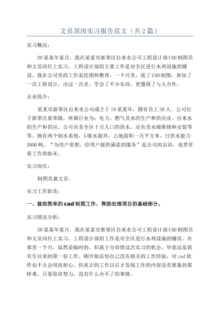文员顶岗实习报告范文