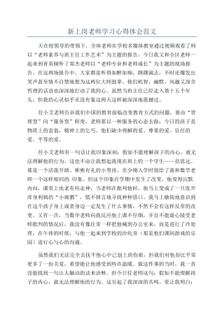 新上岗教师学习心得体会范文