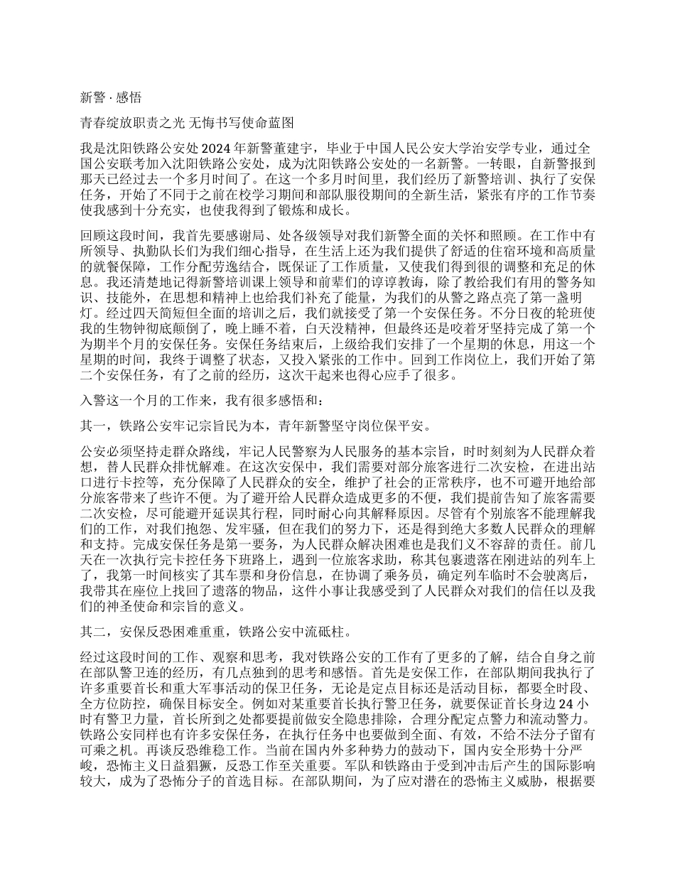 新入警感悟和心得体会_第1页