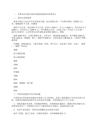 新农村建设调查报告