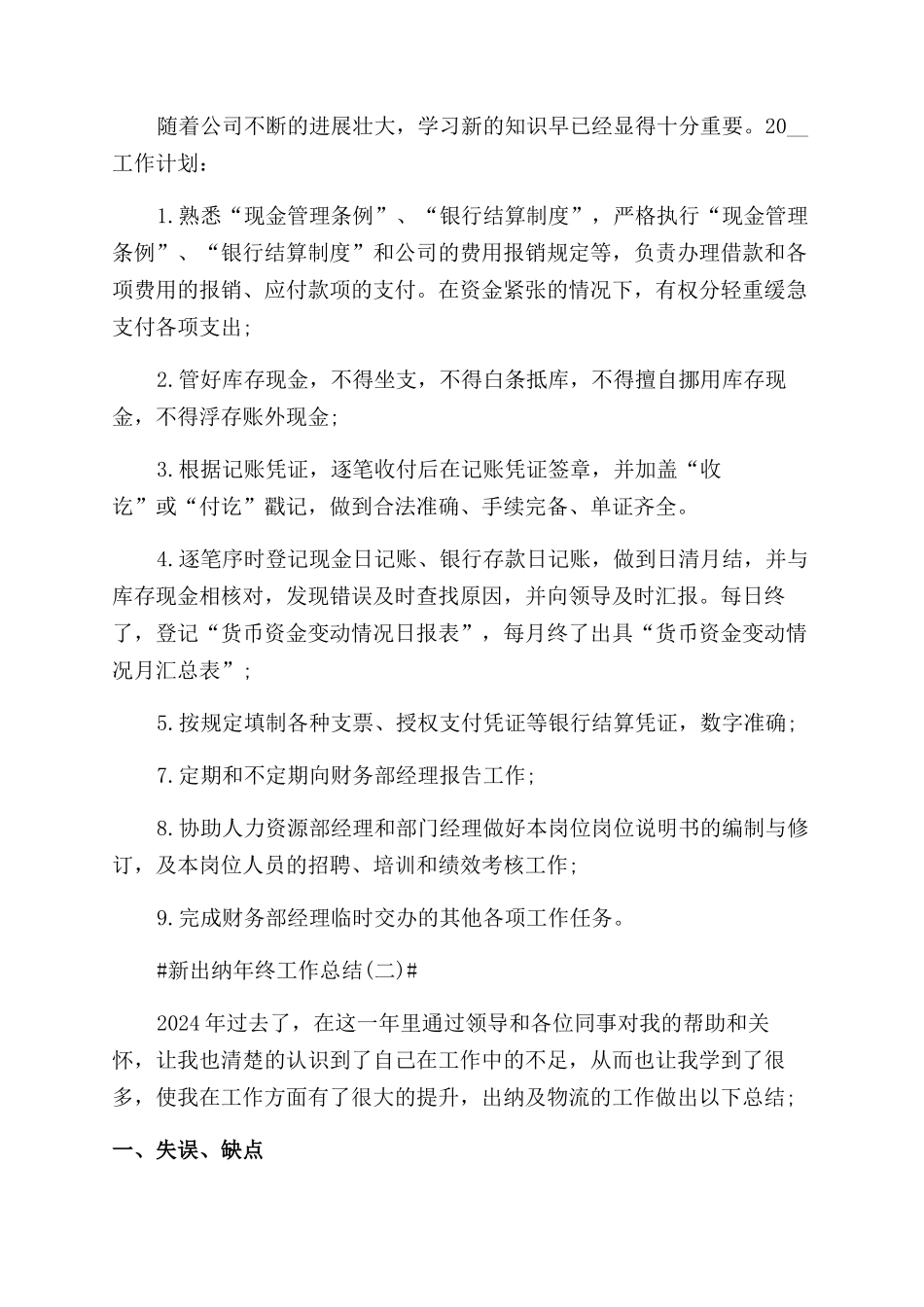 新出纳年终个人工作总结范文2024_第2页