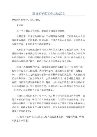 新员工年度工作总结范文