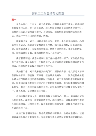新员工工作总结范文四篇