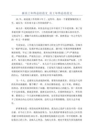 新员工年终总结范文-员工年终总结范文