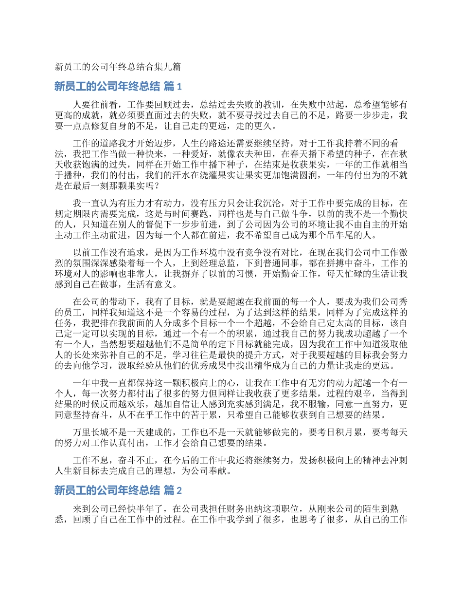 新员工的公司年终总结合集九篇_第1页