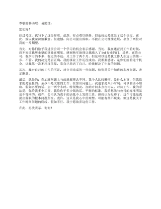 新员工辞职报告示例