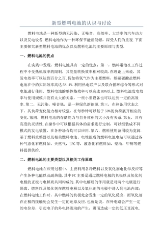 新型燃料电池的认识与研究