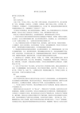 新年复工会议发言稿