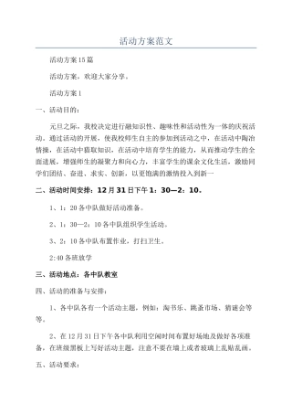 新年活动方案范文