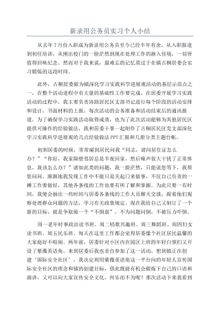 新录取公务员实习个人小结