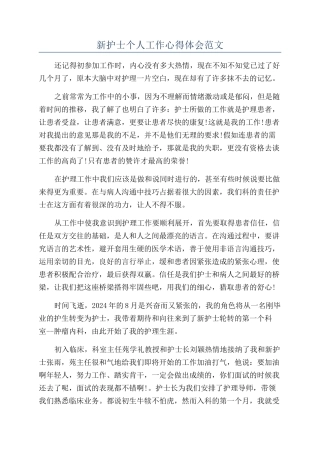新护士个人工作心得体会范文
