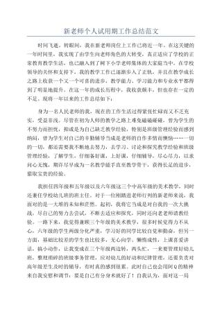 新教师个人试用期工作总结范文